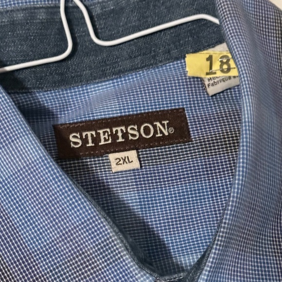 Stetson Pearl Snap Shirt 2XL Men Western Blue Button Up Rodeo Long sleeve - Picture 3 of 6